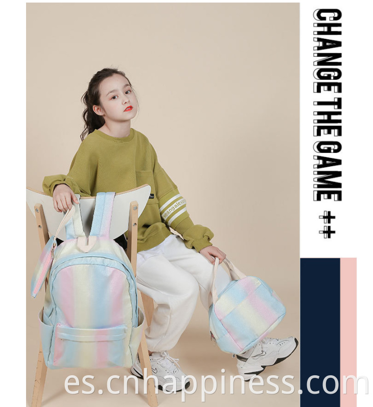 2022 Girls Tie Dye Picnic Bolsas escolares Conjunto de la computadora portátil mochila aislada Bolsa de refrigerador aislada linda mochila de arco iris para niños